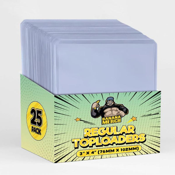 Banana Merch Crystal Clear (No Blue Tint!) Toploaders 25 Pack -  Clear Rigid Hard Plastic Card Protectors For Trading Cards