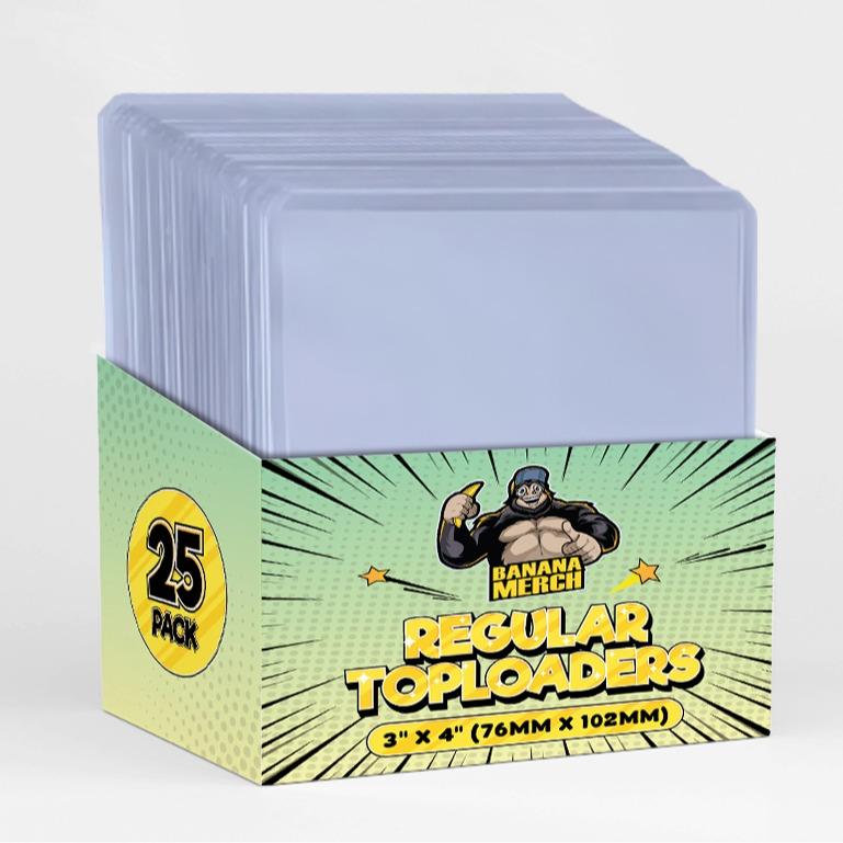 Banana Merch Crystal Clear (No Blue Tint!) Toploaders 25 Pack -  Clear Rigid Hard Plastic Card Protectors For Trading Cards