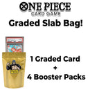 One Piece Mystery Graded Card Bag with 1 Graded Card and 4 Booster Packs - Official One Piece Trading Card Game