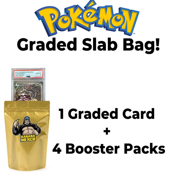 Pokemon Graded Card Bag - 1 Graded Card & 4 Booster Packs - Pokemon Trading Card Game